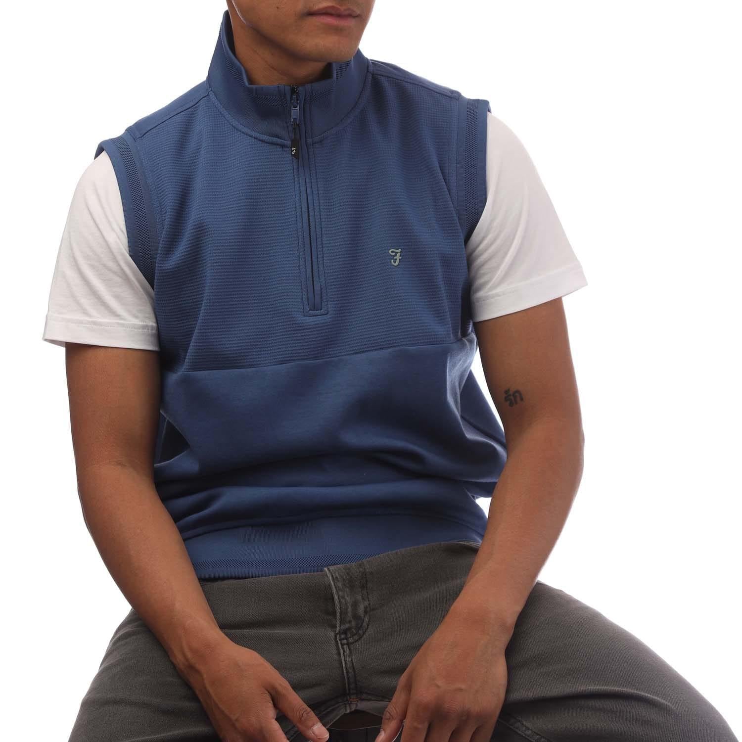 Royal Blue - Back - Farah Mens Clint Gilet