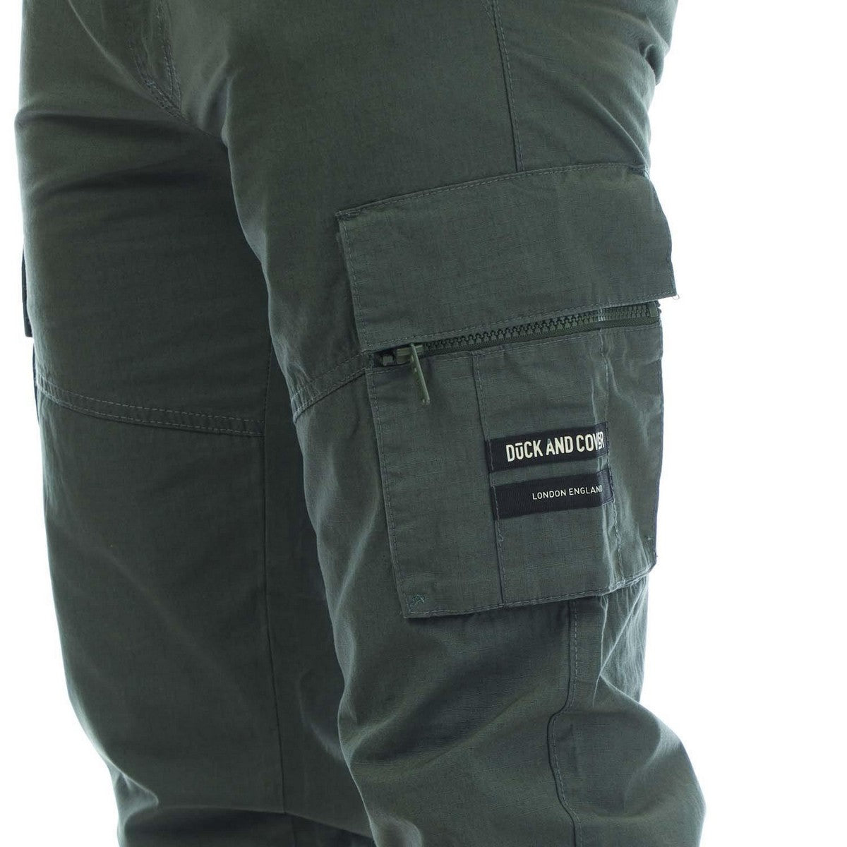 Green - Side - Duck and Cover Mens Chesser Ripstop Cargo Trousers