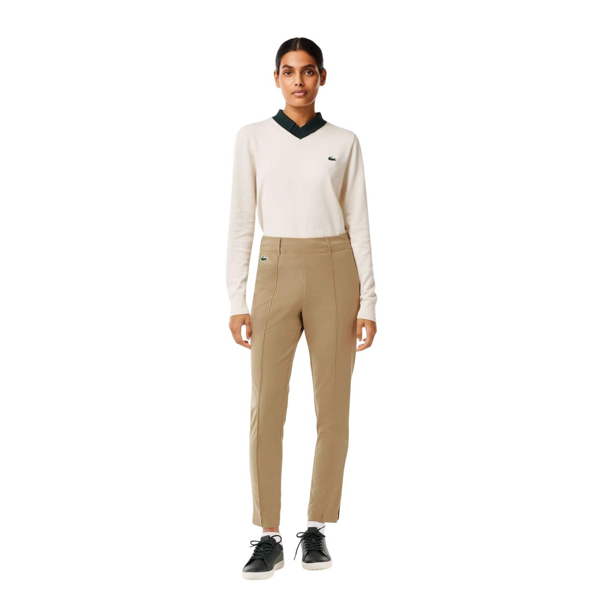 Brown - Close up - Lacoste Womens-Ladies Stretch Sport Golf Trousers