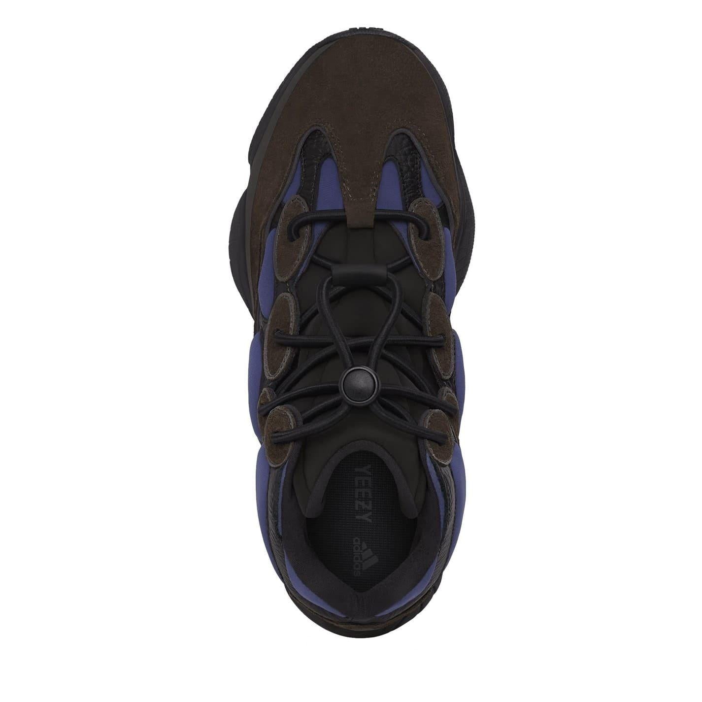 Blue-Dark Brown - Side - Yeezy Mens 500 Leather High Top Trainers
