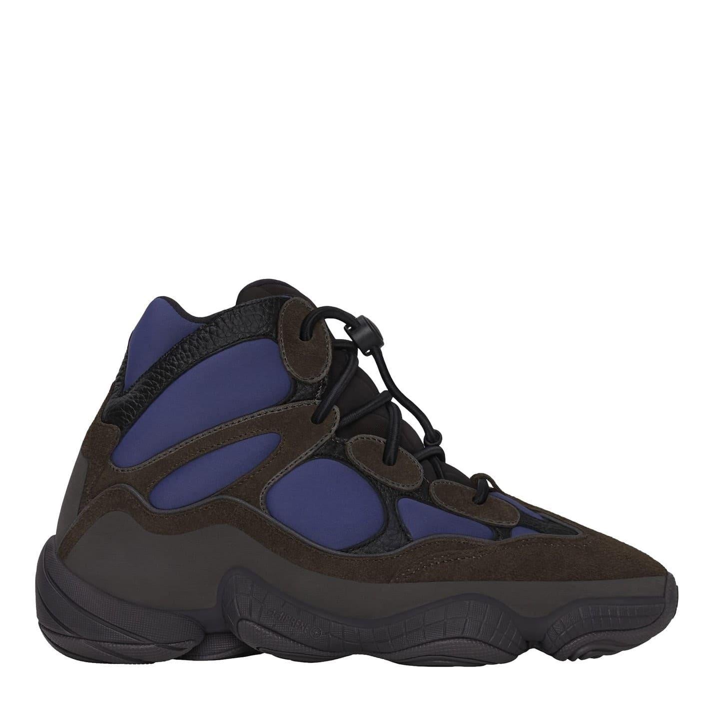 Blue-Dark Brown - Front - Yeezy Mens 500 Leather High Top Trainers