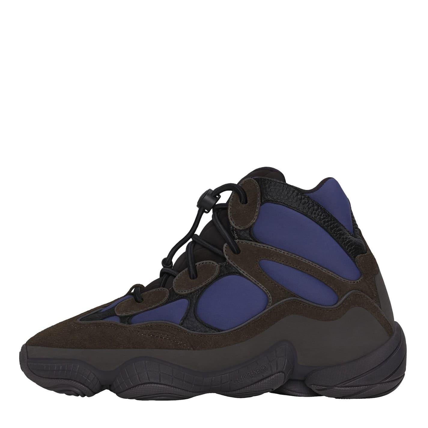 Blue-Dark Brown - Back - Yeezy Mens 500 Leather High Top Trainers
