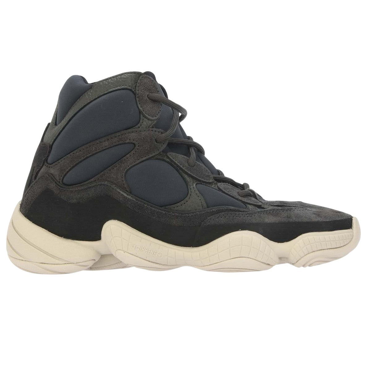 Grey - Front - Yeezy Mens 500 Leather High Top Trainers