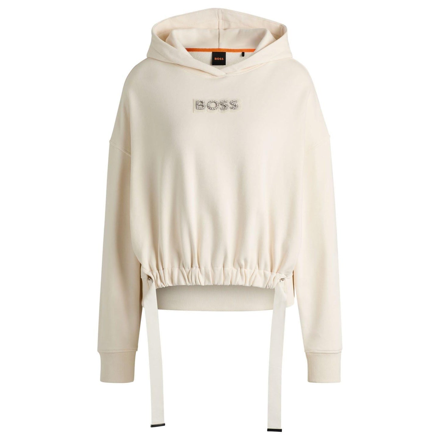 White - Front - Boss Womens-Ladies Eblousa Crystal Logo Hoodie