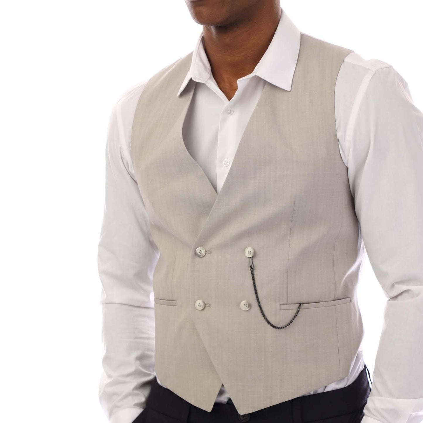 Beige - Side - Hugo Mens Vin214V1 Waistcoat
