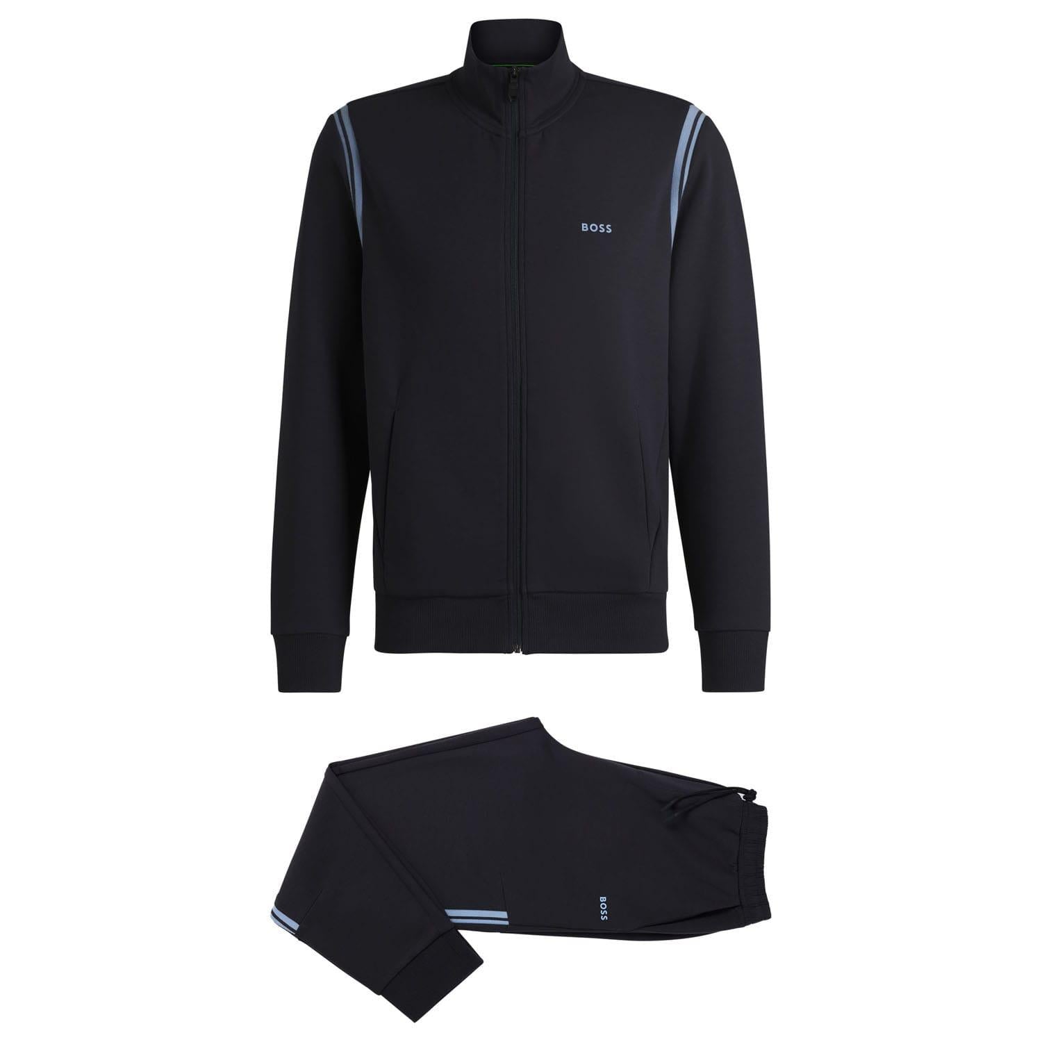 Dark Blue - Front - Boss Mens Stripe Detail Tracksuit