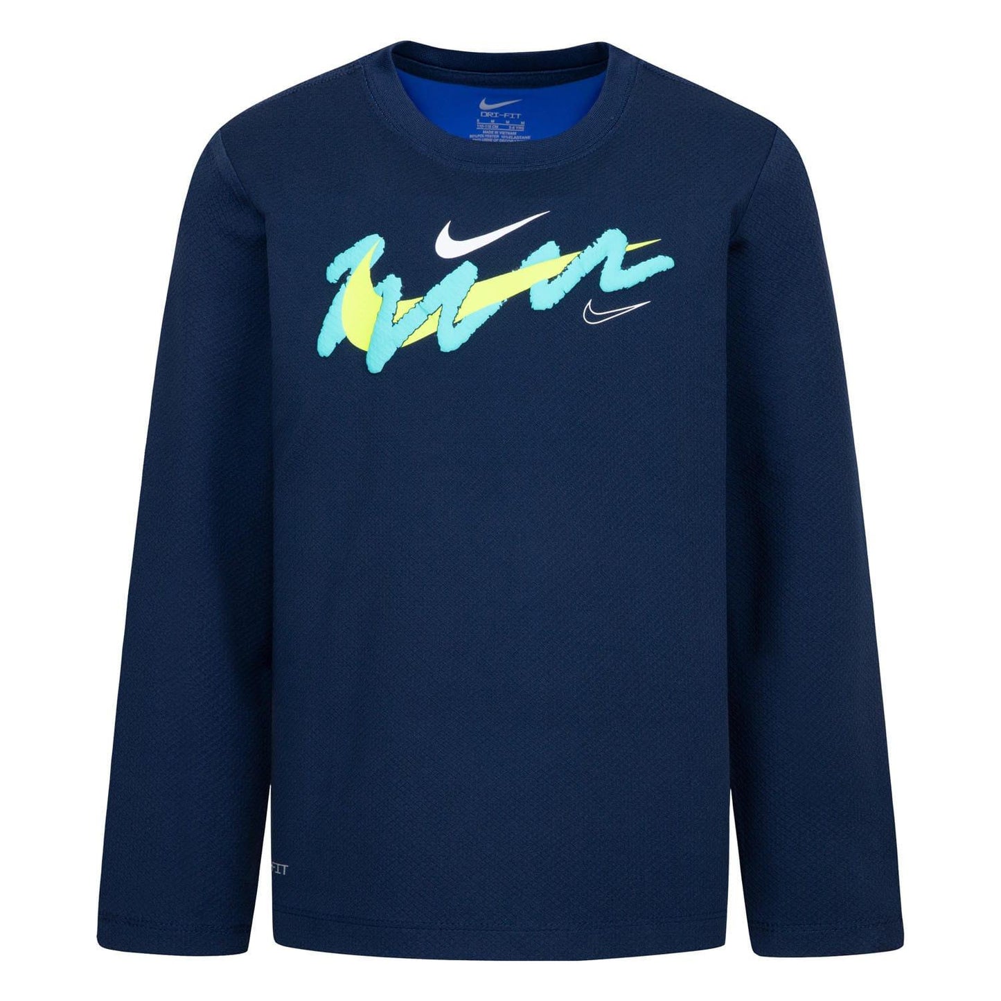 Navy - Front - Nike Childrens-Kids Swoosh Dri-FIT T-Shirt