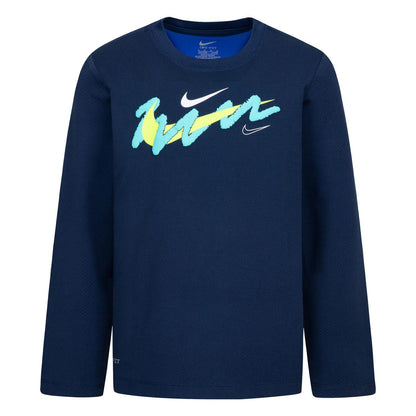 Navy - Front - Nike Childrens-Kids Swoosh Dri-FIT T-Shirt