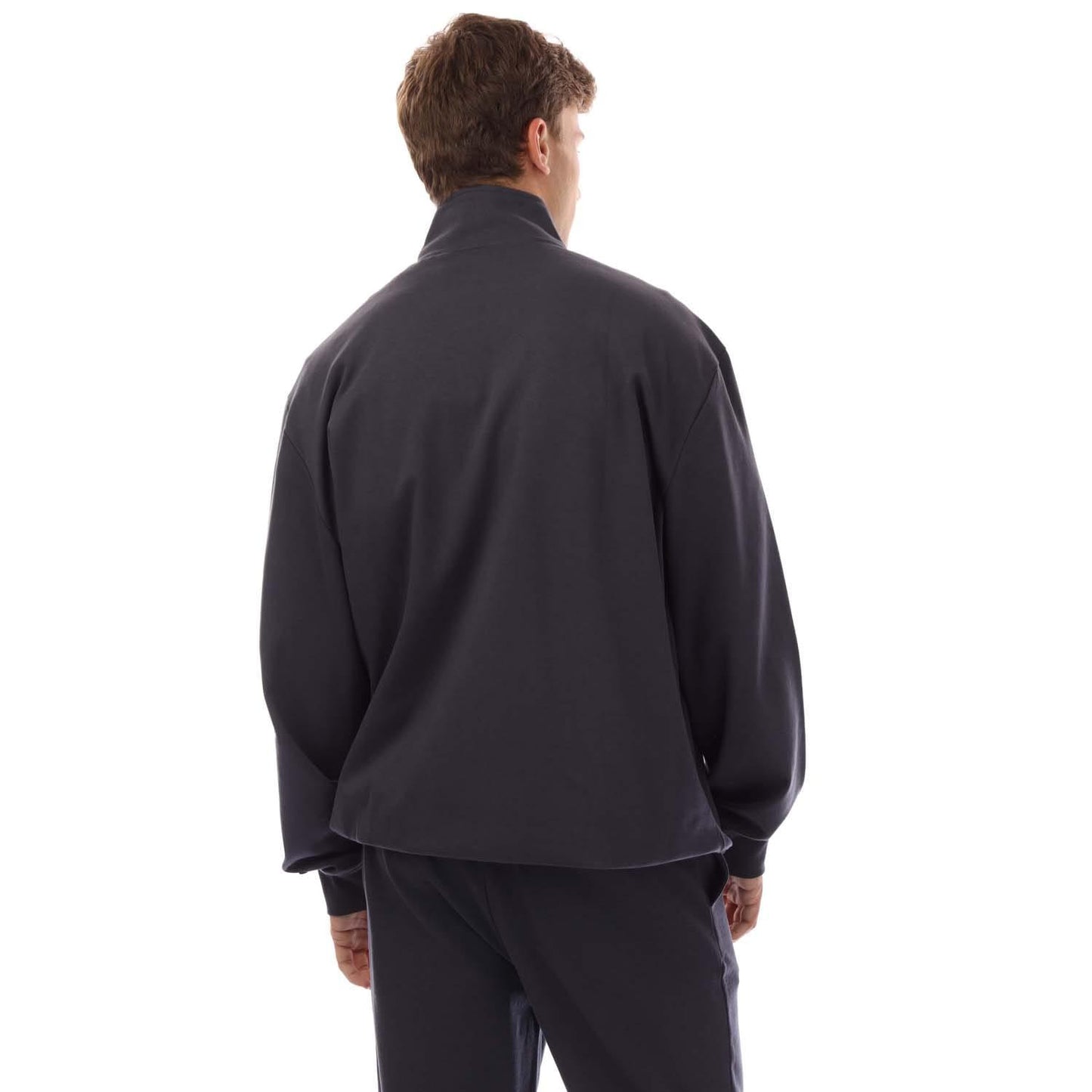 Navy - Back - Lyle & Scott Mens Hybrid Interlock Panelled Bomber Jacket
