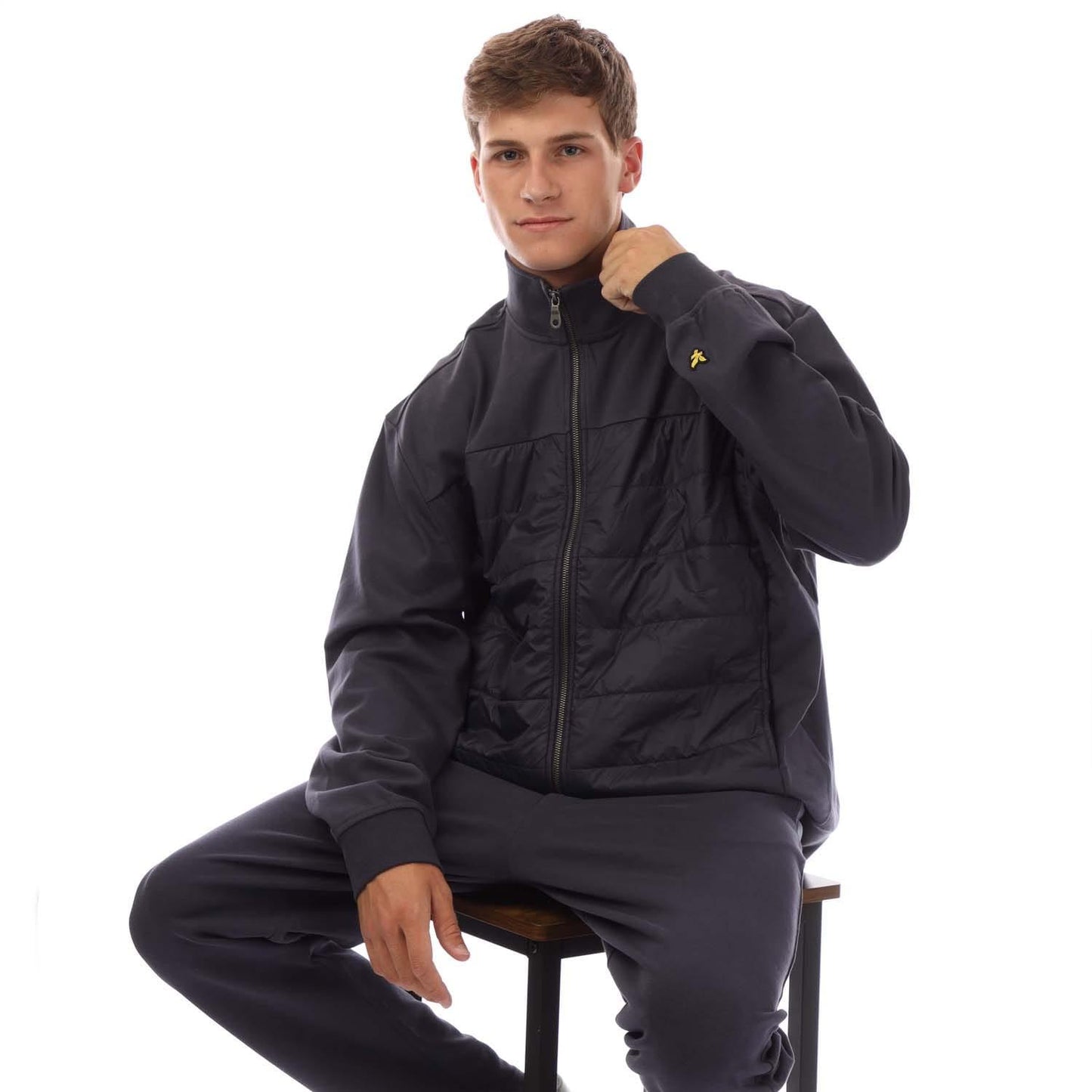 Navy - Lifestyle - Lyle & Scott Mens Hybrid Interlock Panelled Bomber Jacket