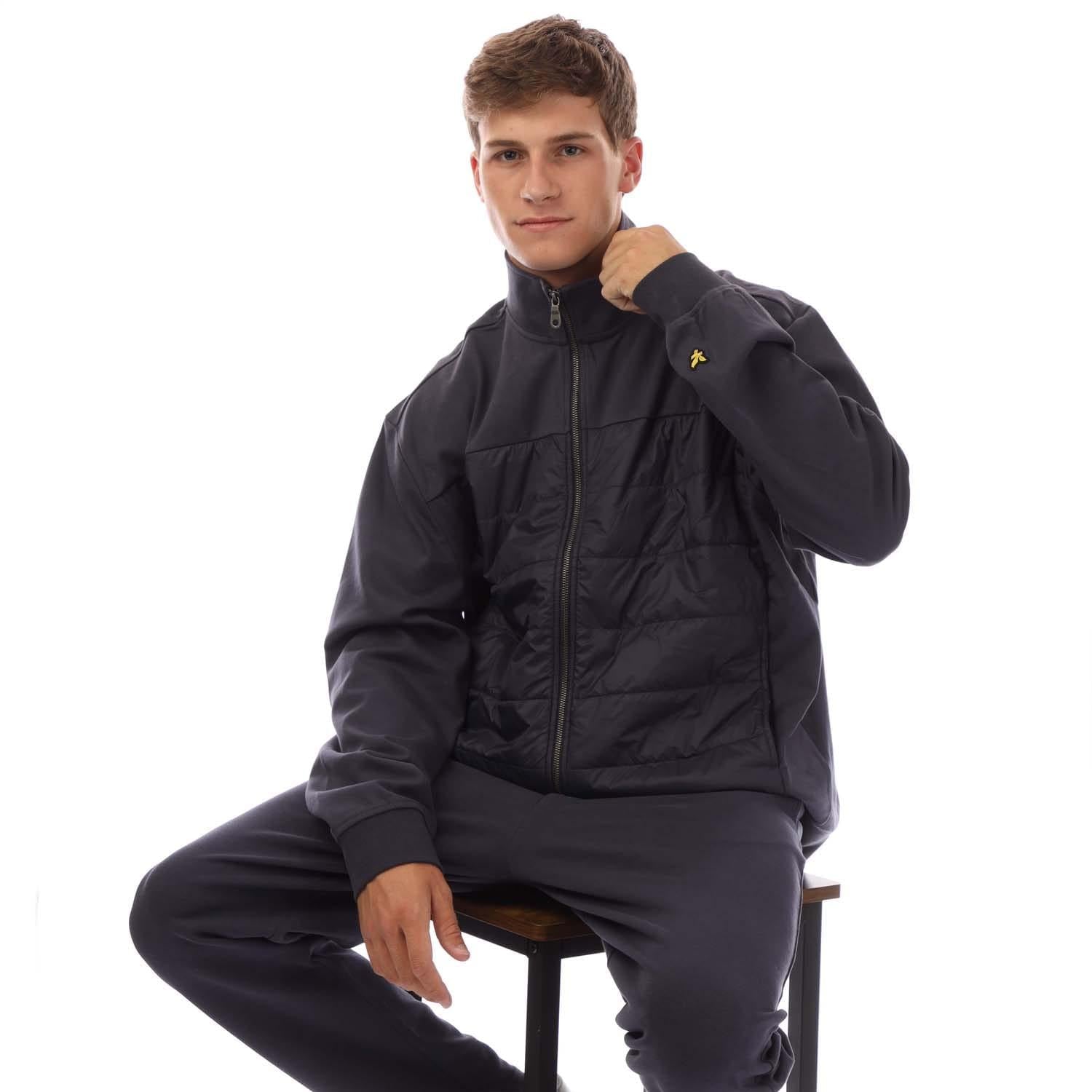 Navy - Lifestyle - Lyle & Scott Mens Hybrid Interlock Panelled Bomber Jacket