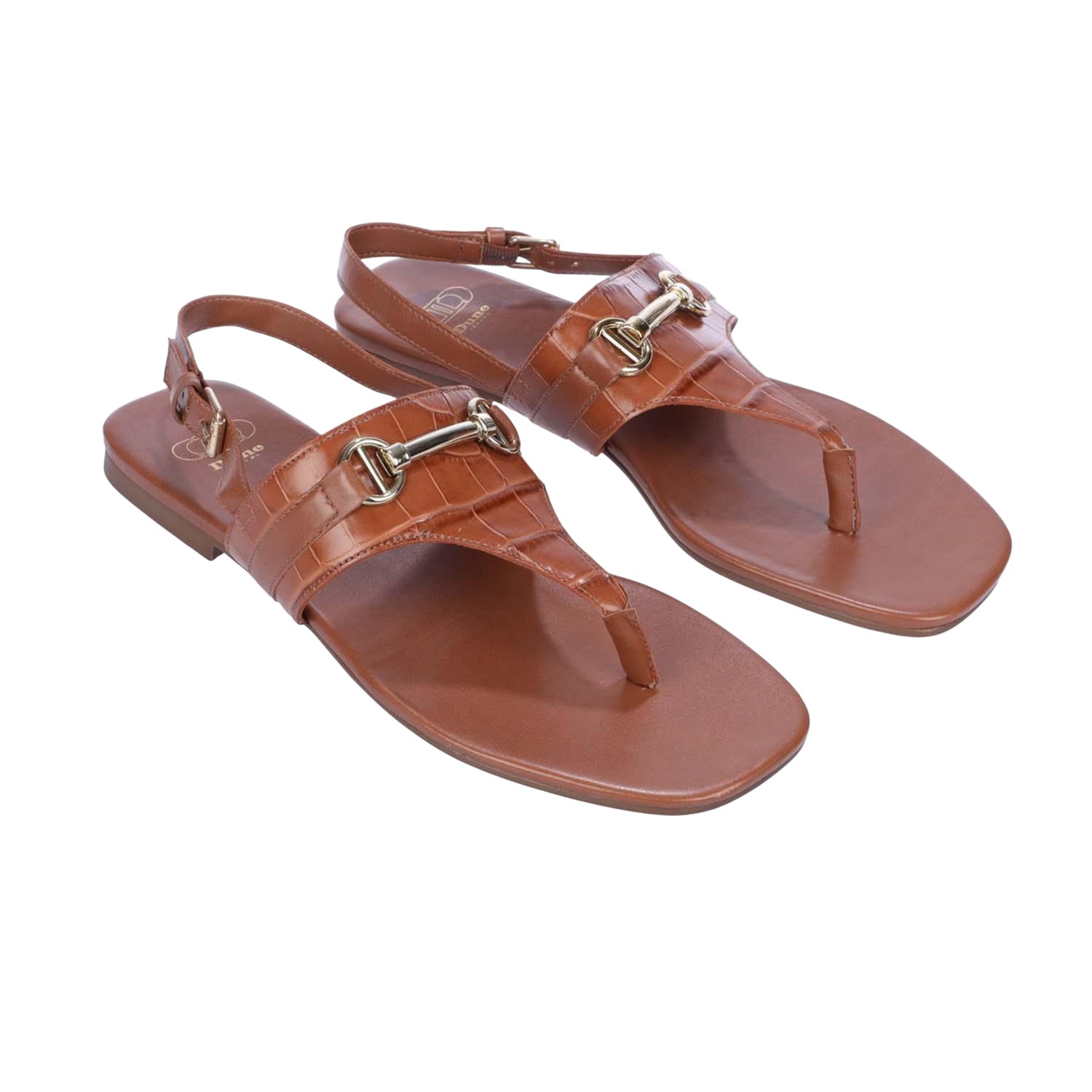 Tan - Front - Dune London Womens-Ladies Langley Leather Snaffle Sandals