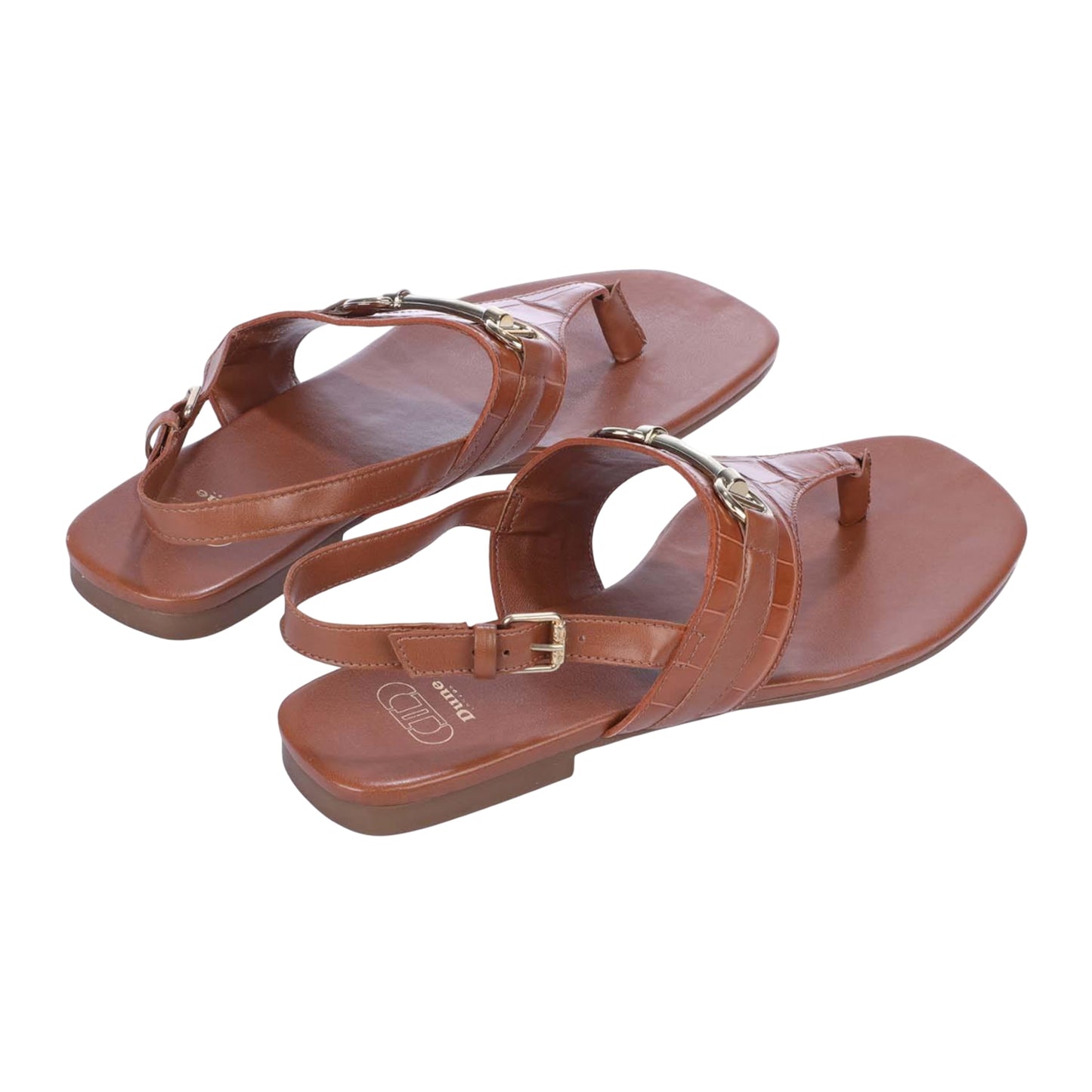 Tan - Back - Dune London Womens-Ladies Langley Leather Snaffle Sandals