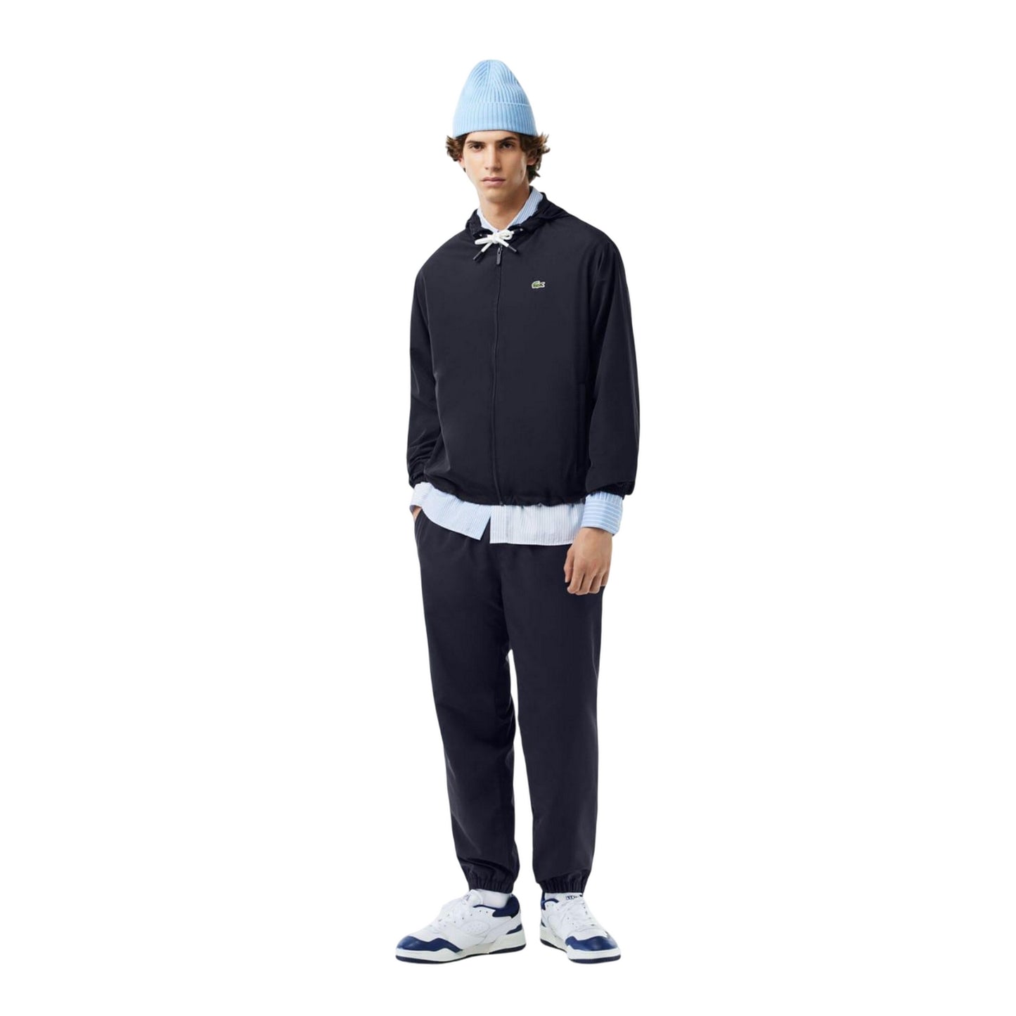 Navy - Pack Shot - Lacoste Mens Detachable Hood Hoodie