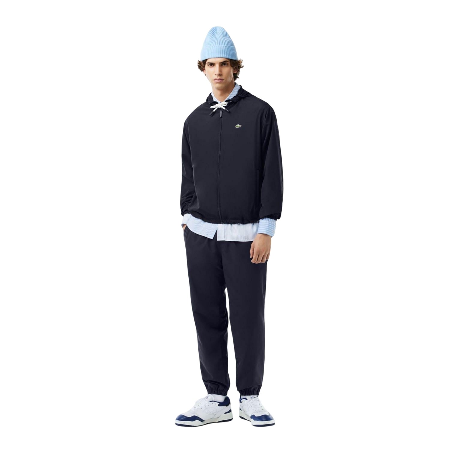 Navy - Pack Shot - Lacoste Mens Detachable Hood Hoodie