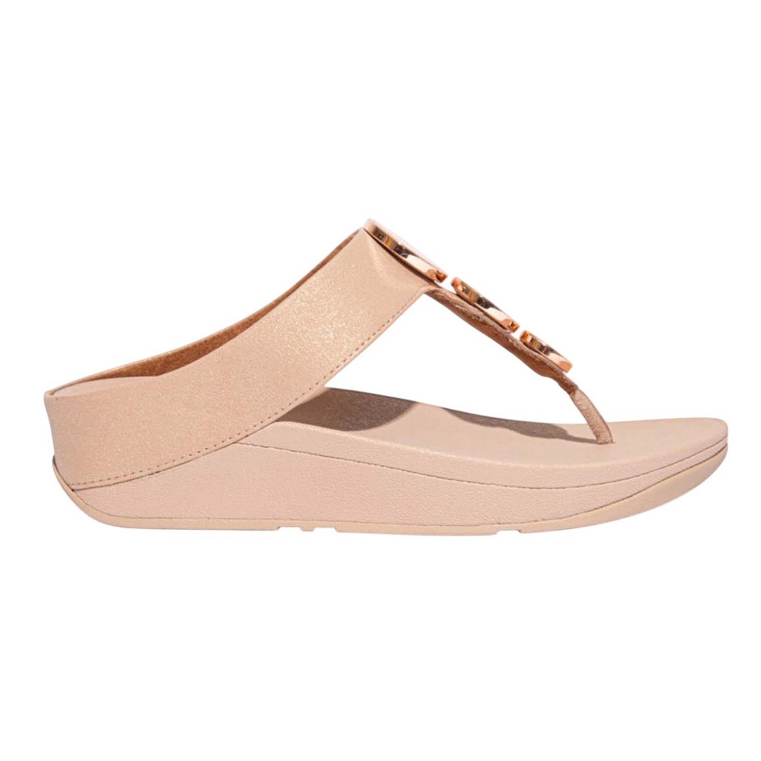 Beige - Back - Fit Flop Womens-Ladies Halo Shimmer Toe Post Sandals