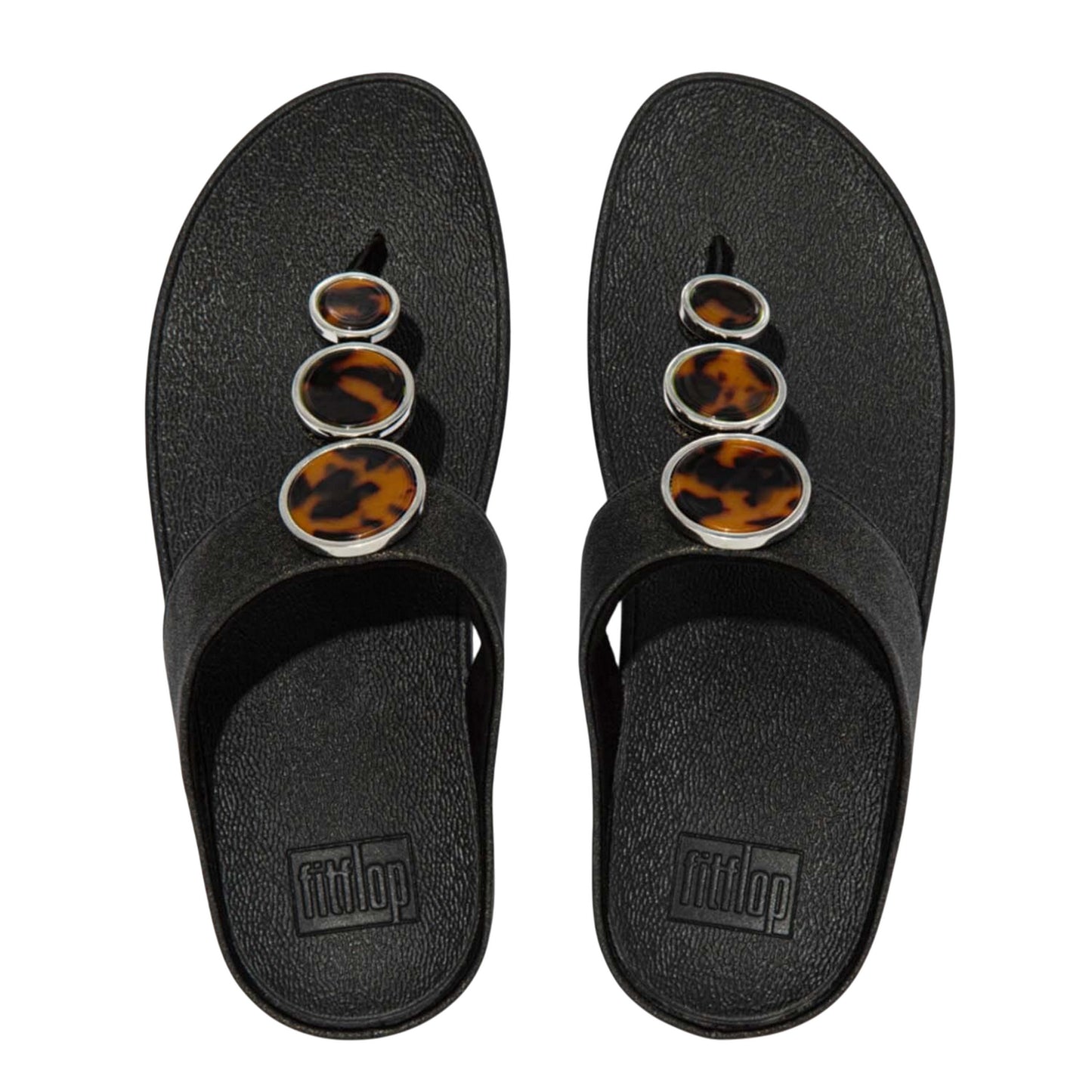 Black - Lifestyle - Fit Flop Womens-Ladies Halo Shimmer Toe Post Sandals
