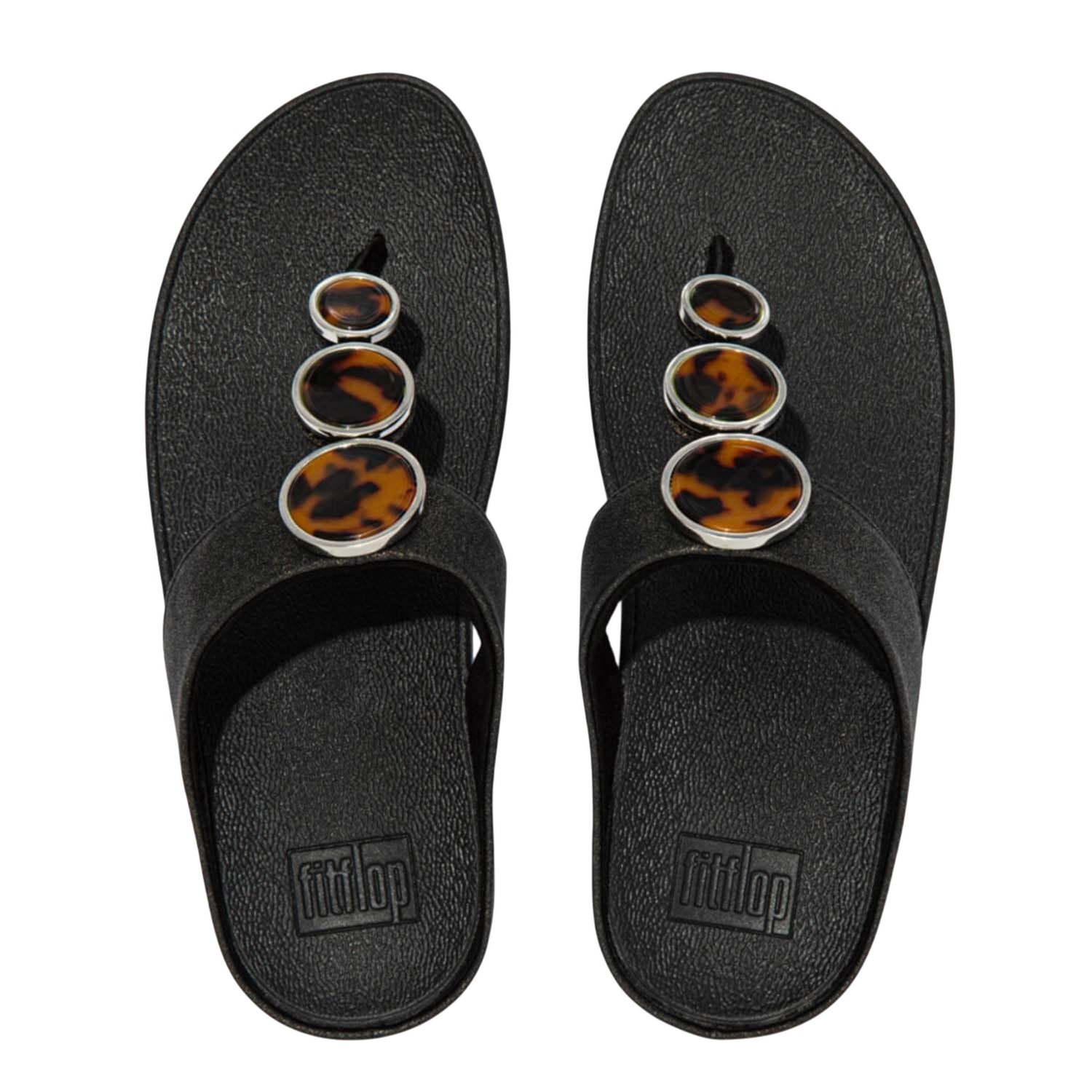Black - Lifestyle - Fit Flop Womens-Ladies Halo Shimmer Toe Post Sandals