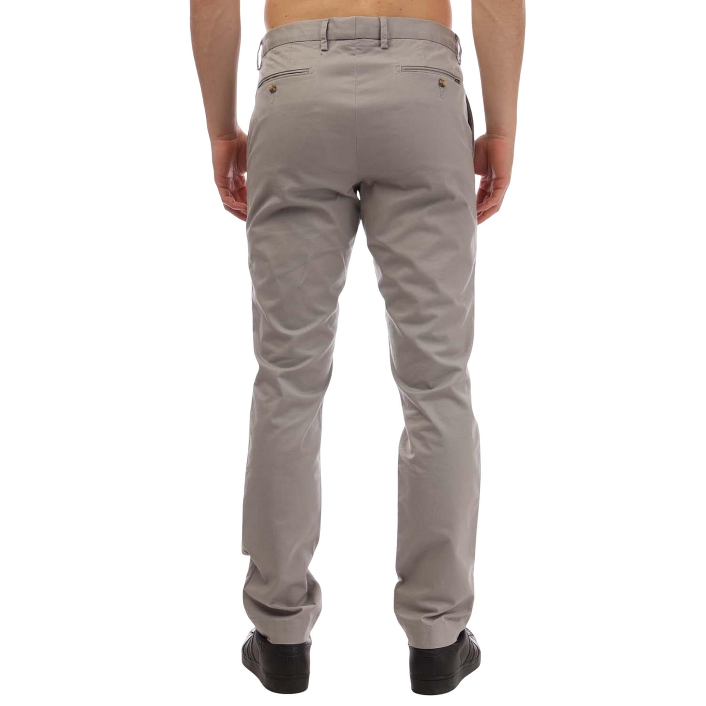 Grey - Back - Ralph Lauren Mens Cotton Stretch Slim Trousers