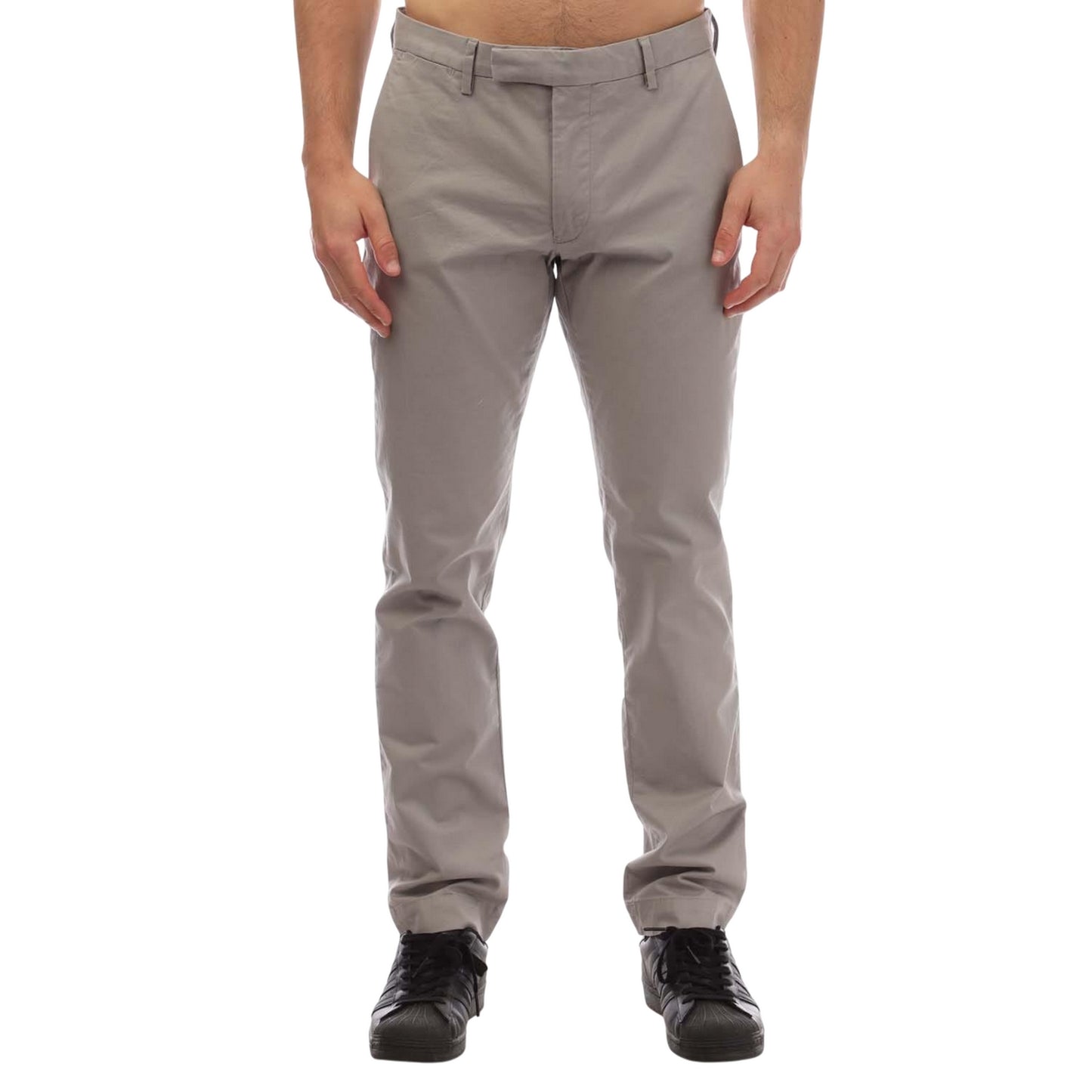 Grey - Front - Ralph Lauren Mens Cotton Stretch Slim Trousers