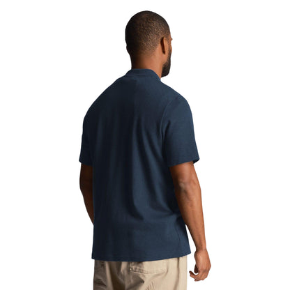 Navy - Back - Lyle & Scott Mens Tonal Textured Polo Shirt