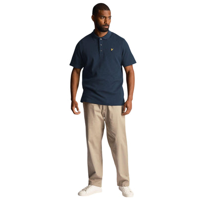 Navy - Pack Shot - Lyle & Scott Mens Tonal Textured Polo Shirt