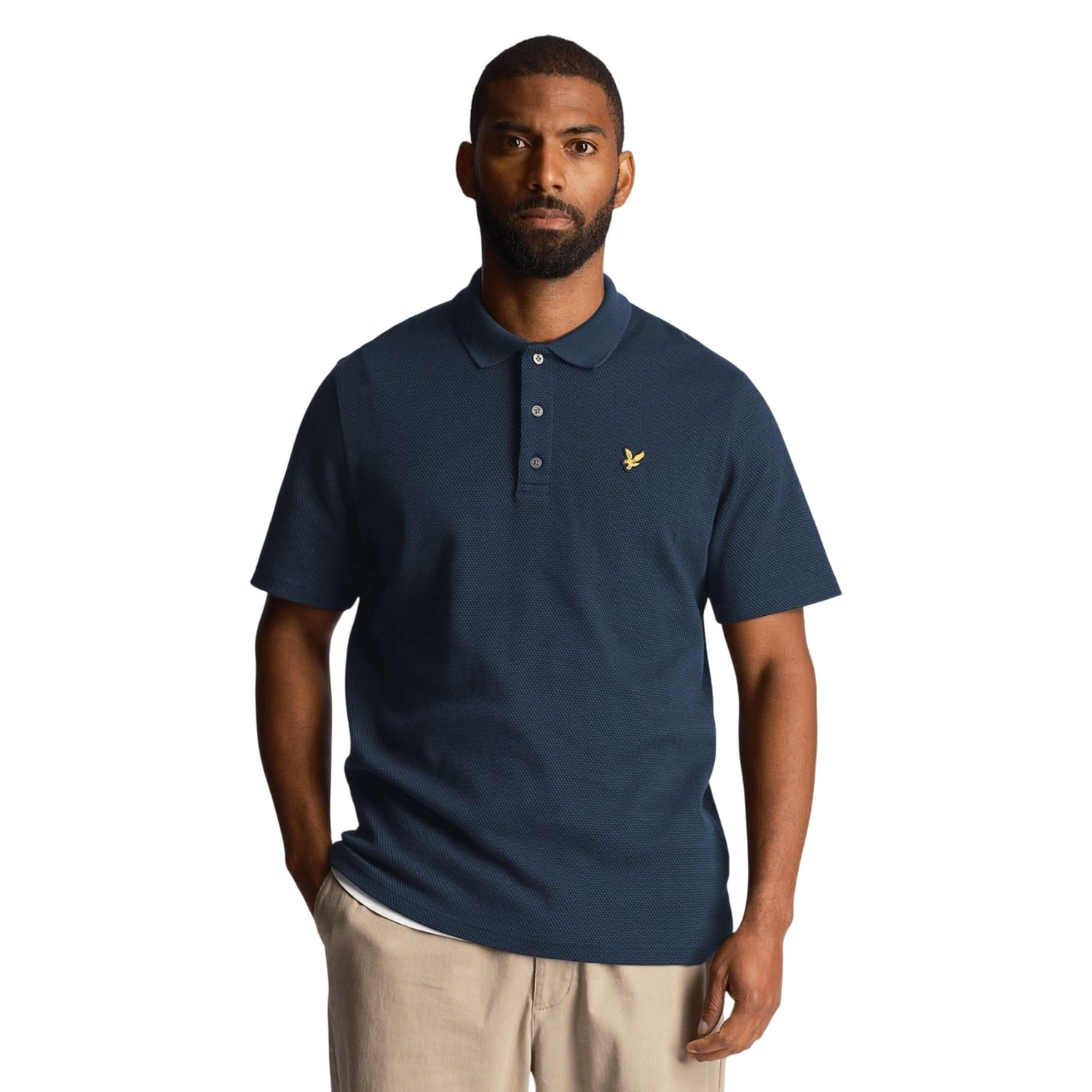 Navy - Lifestyle - Lyle & Scott Mens Tonal Textured Polo Shirt