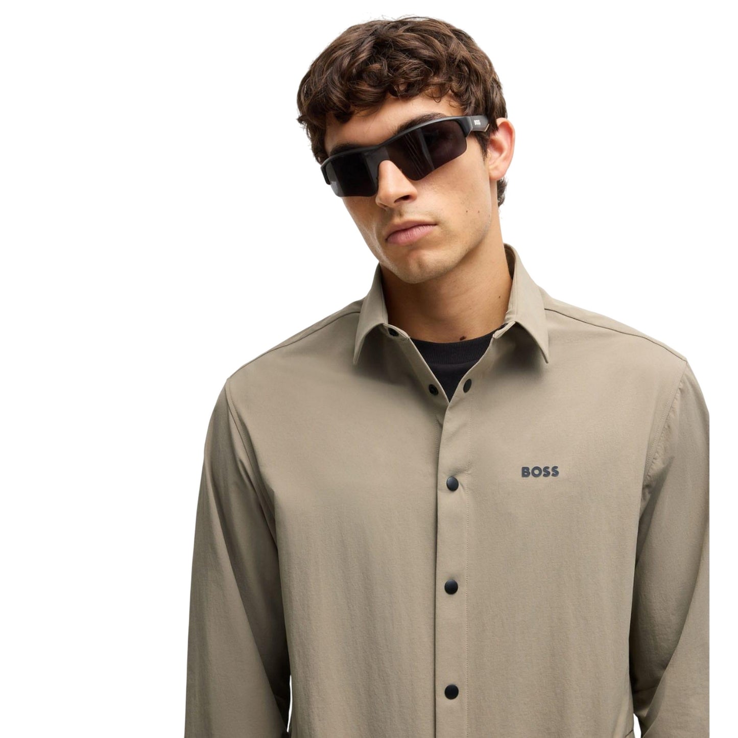 Green - Side - Boss Mens Basin Tech Overshirt