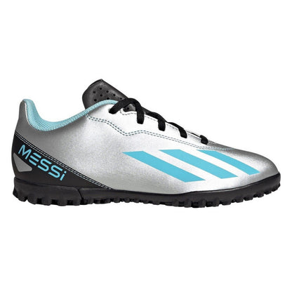 Silver - Back - Adidas Childrens-Kids X Crazyfast.4 Lionel Messi Artificial Ground Football Boots