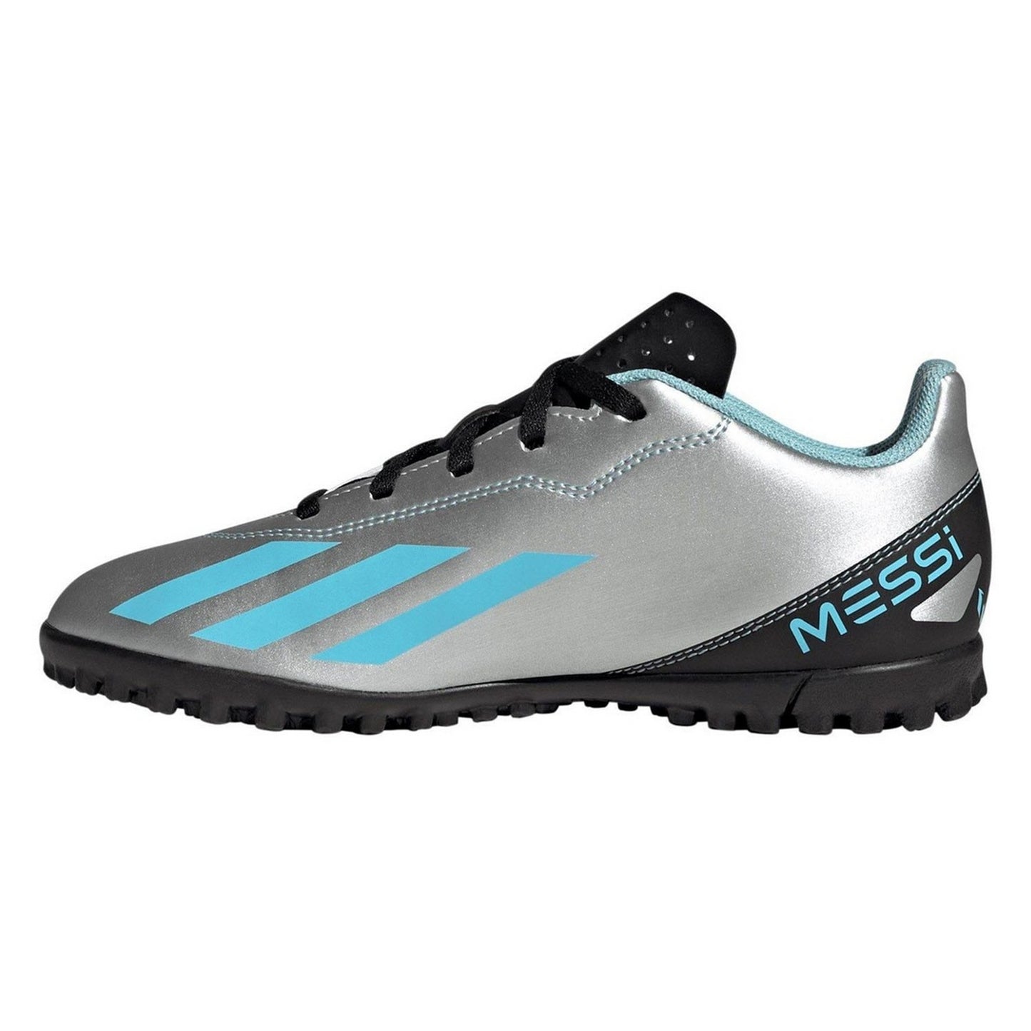 Silver - Side - Adidas Childrens-Kids X Crazyfast.4 Lionel Messi Artificial Ground Football Boots