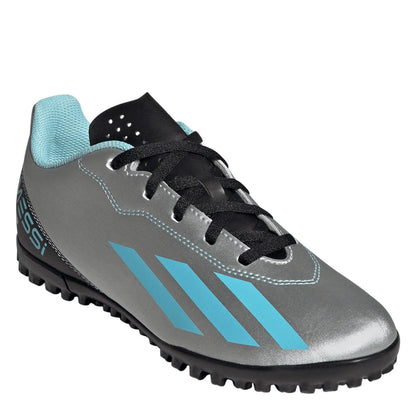 Silver - Front - Adidas Childrens-Kids X Crazyfast.4 Lionel Messi Artificial Ground Football Boots