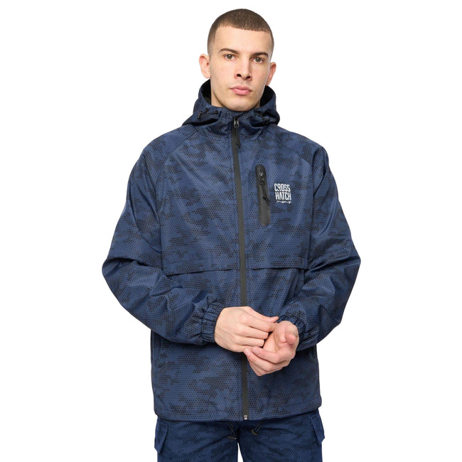 Blue - Front - Crosshatch Mens Janscore All-Over Print Jacket