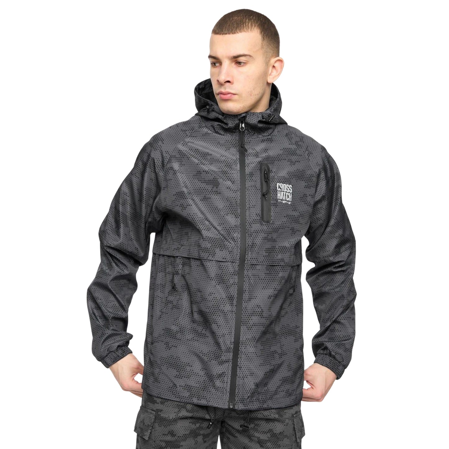 Grey - Lifestyle - Crosshatch Mens Janscore All-Over Print Jacket