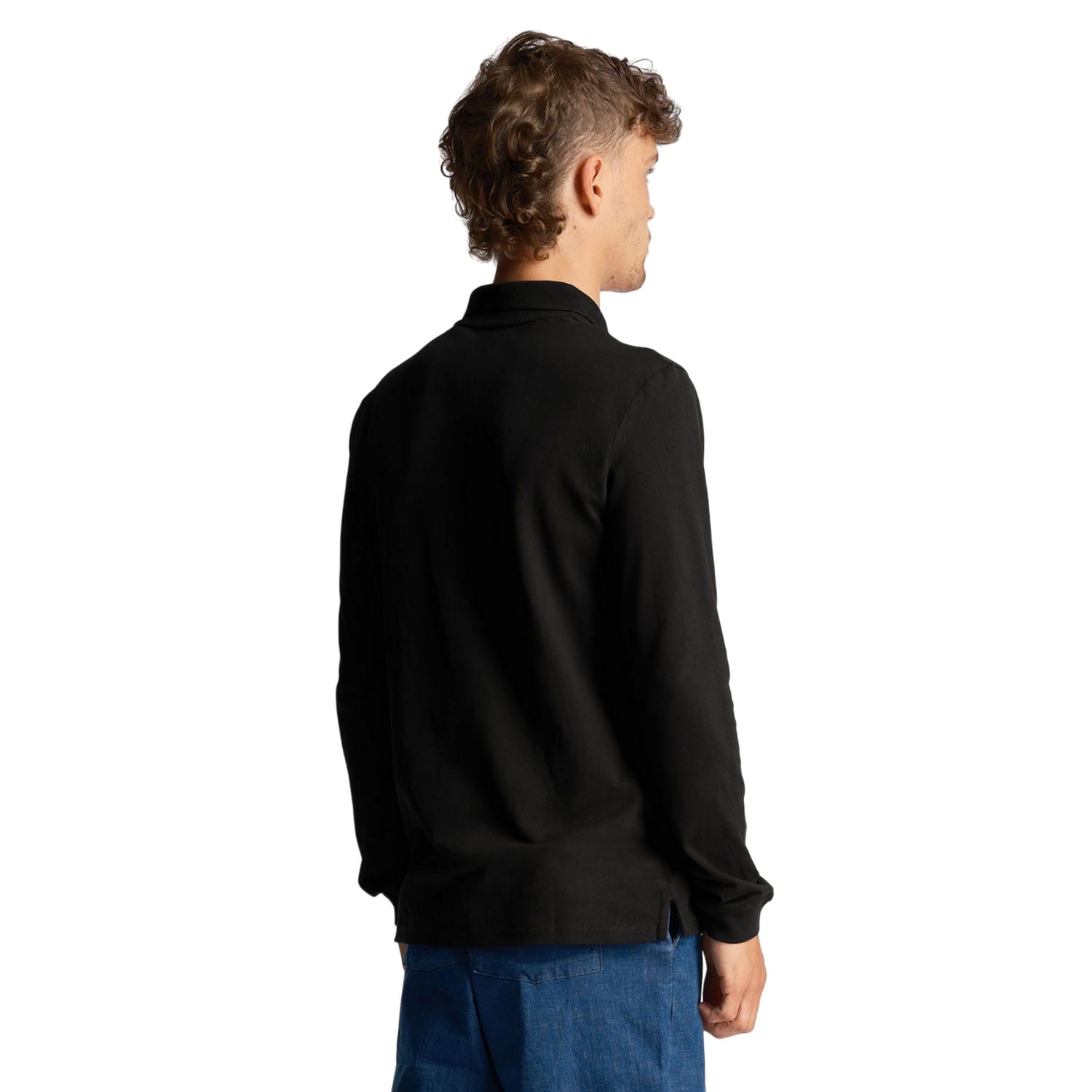Black - Back - Lyle & Scott Mens Co-Ordinate Print Logo Long-Sleeved Polo Shirt