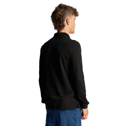 Black - Back - Lyle & Scott Mens Co-Ordinate Print Logo Long-Sleeved Polo Shirt
