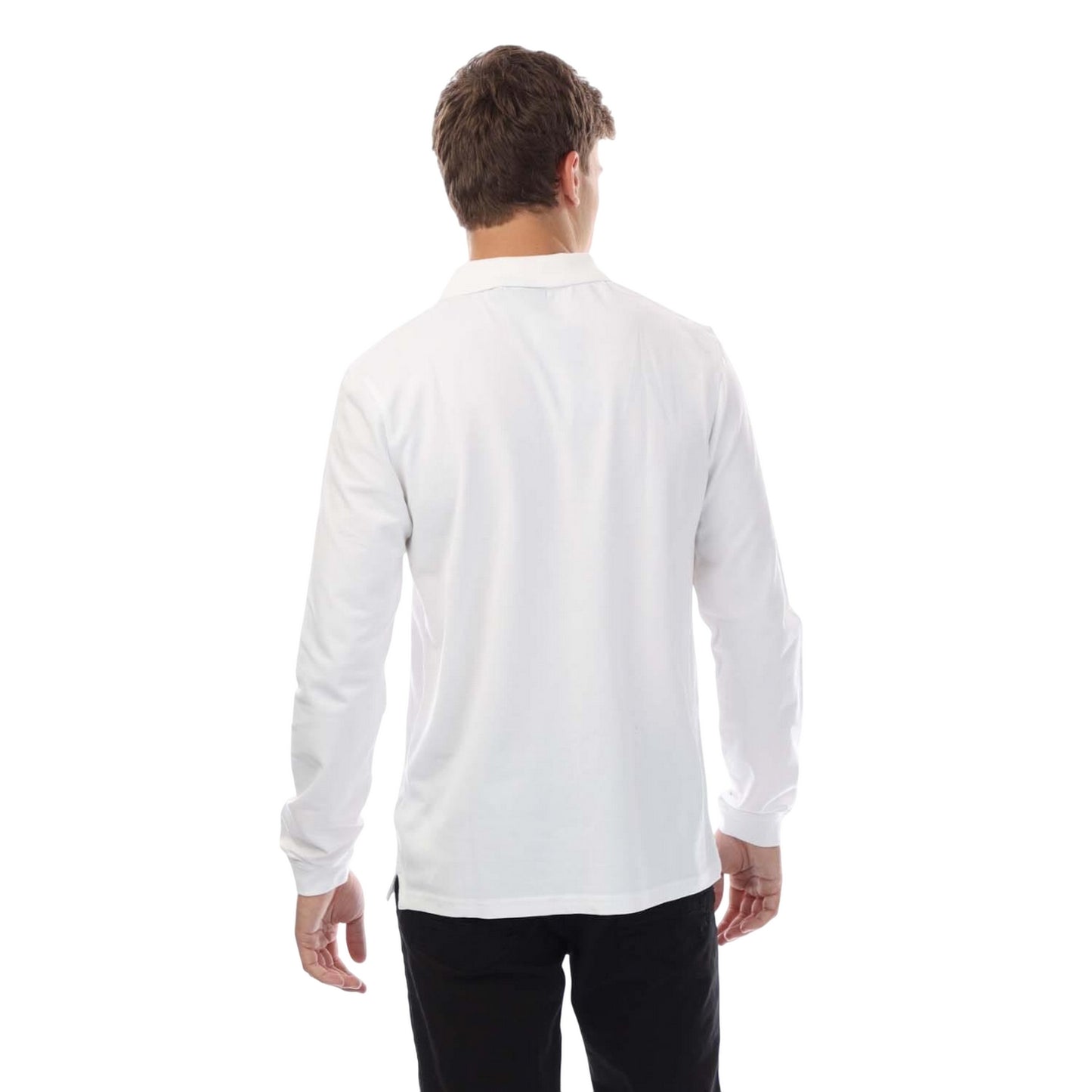 White - Back - Lyle & Scott Mens Co-Ordinate Print Logo Long-Sleeved Polo Shirt