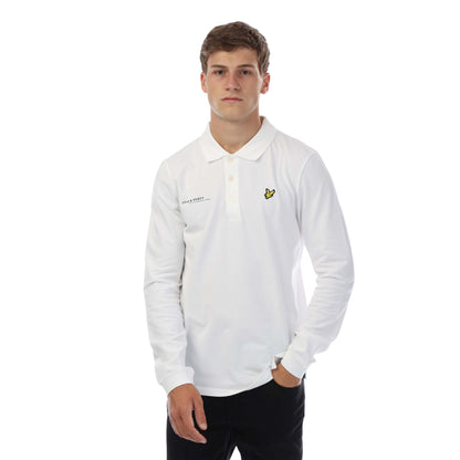 White - Front - Lyle & Scott Mens Co-Ordinate Print Logo Long-Sleeved Polo Shirt