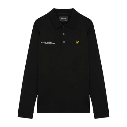 Black - Front - Lyle & Scott Mens Co-Ordinate Print Logo Long-Sleeved Polo Shirt