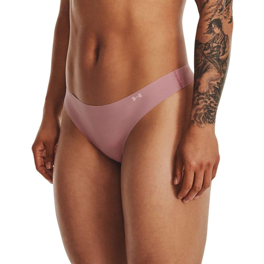 Pink-White-Beige - Back - Under Armour Womens-Ladies Stretch Thong (Pack of 3)