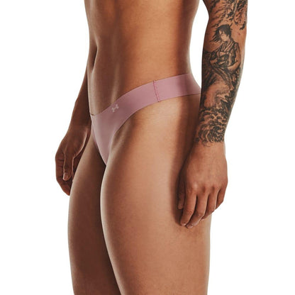 Pink-White-Beige - Side - Under Armour Womens-Ladies Stretch Thong (Pack of 3)