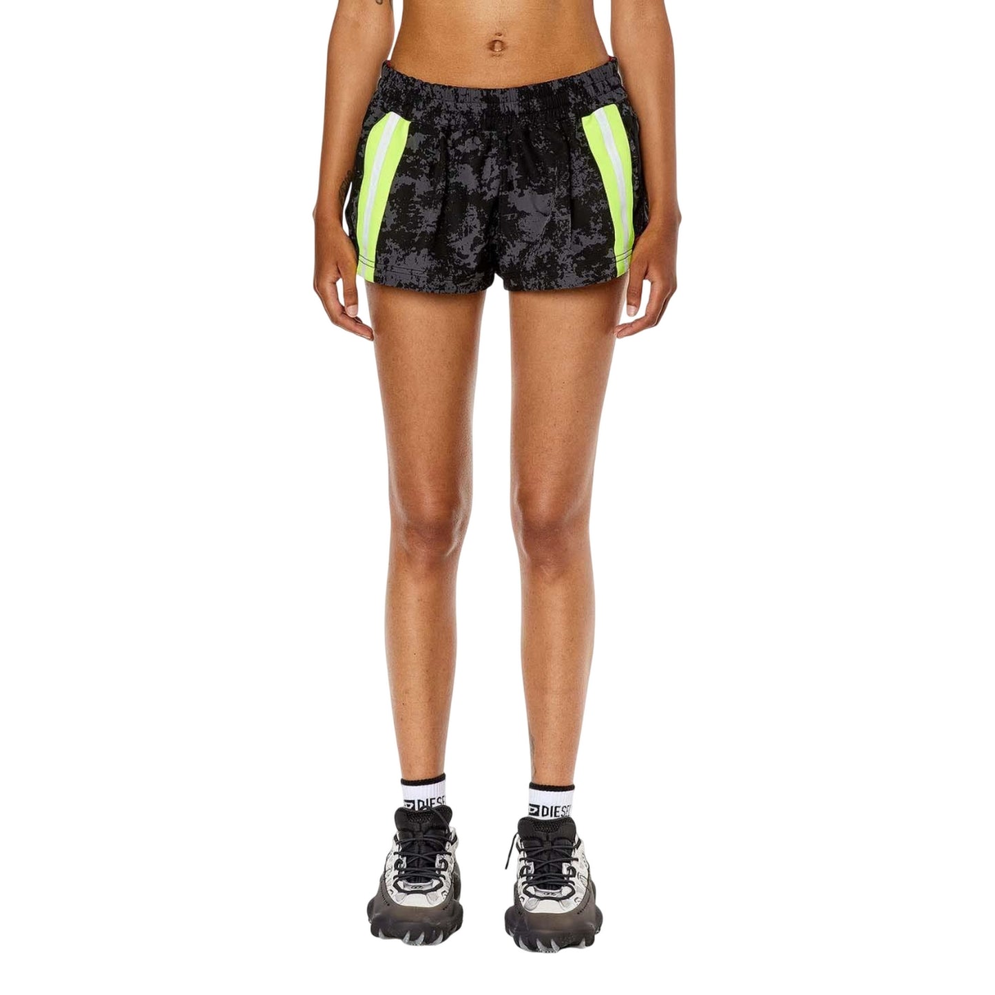 Grey-Black - Front - Diesel Womens-Ladies AWWB Lillian Mini Shorts