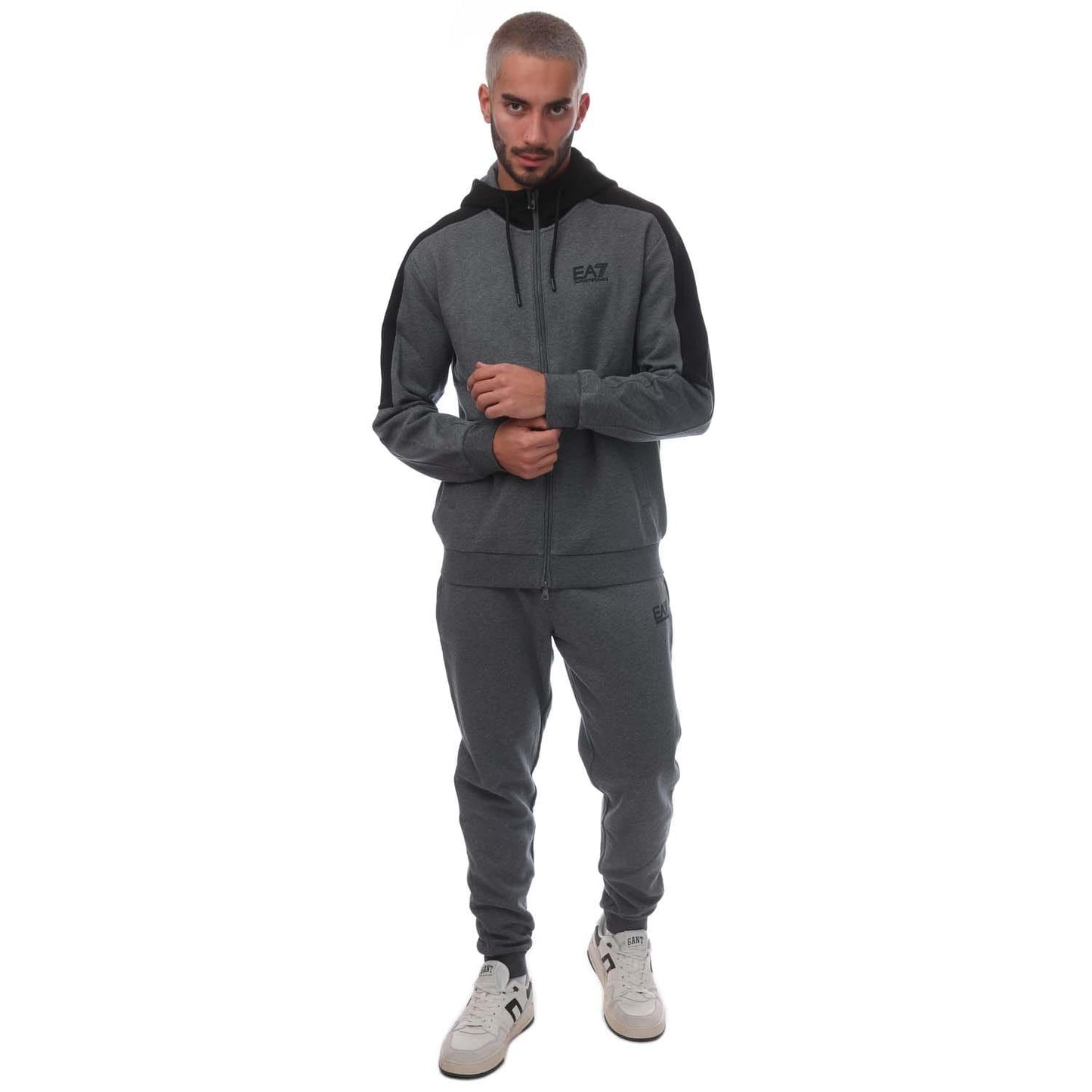 Grey - Front - Emporio Armani Mens EA7 Logo Tracksuit