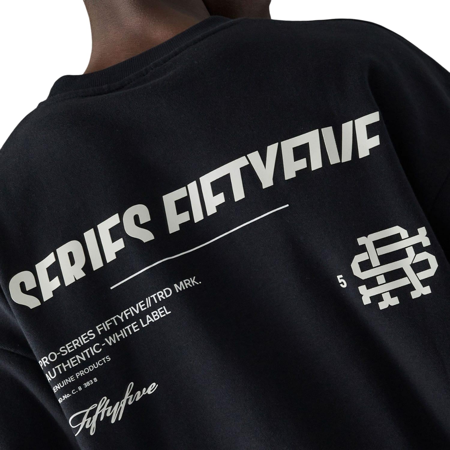 Black - Side - Fiftyfive Mens Logo Sweatshirt
