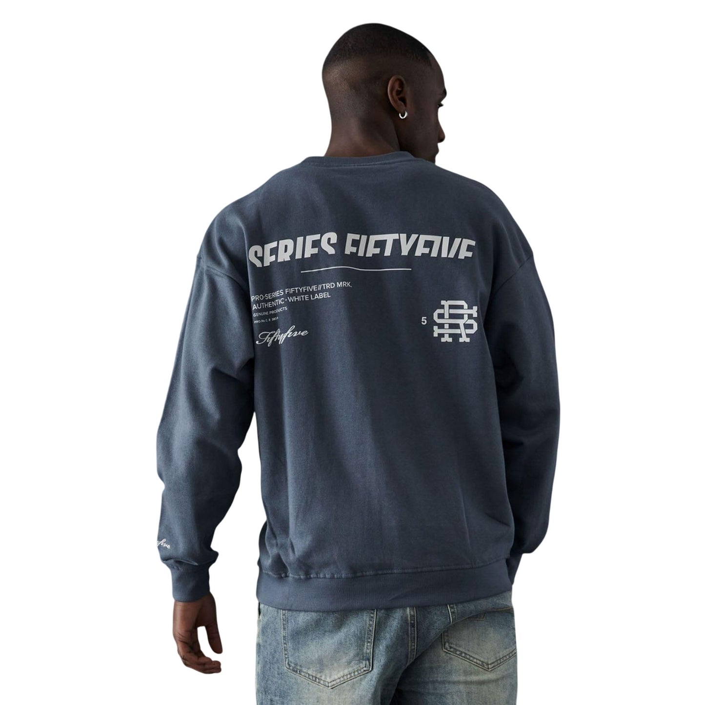 Blue - Back - Fiftyfive Mens Logo Sweatshirt
