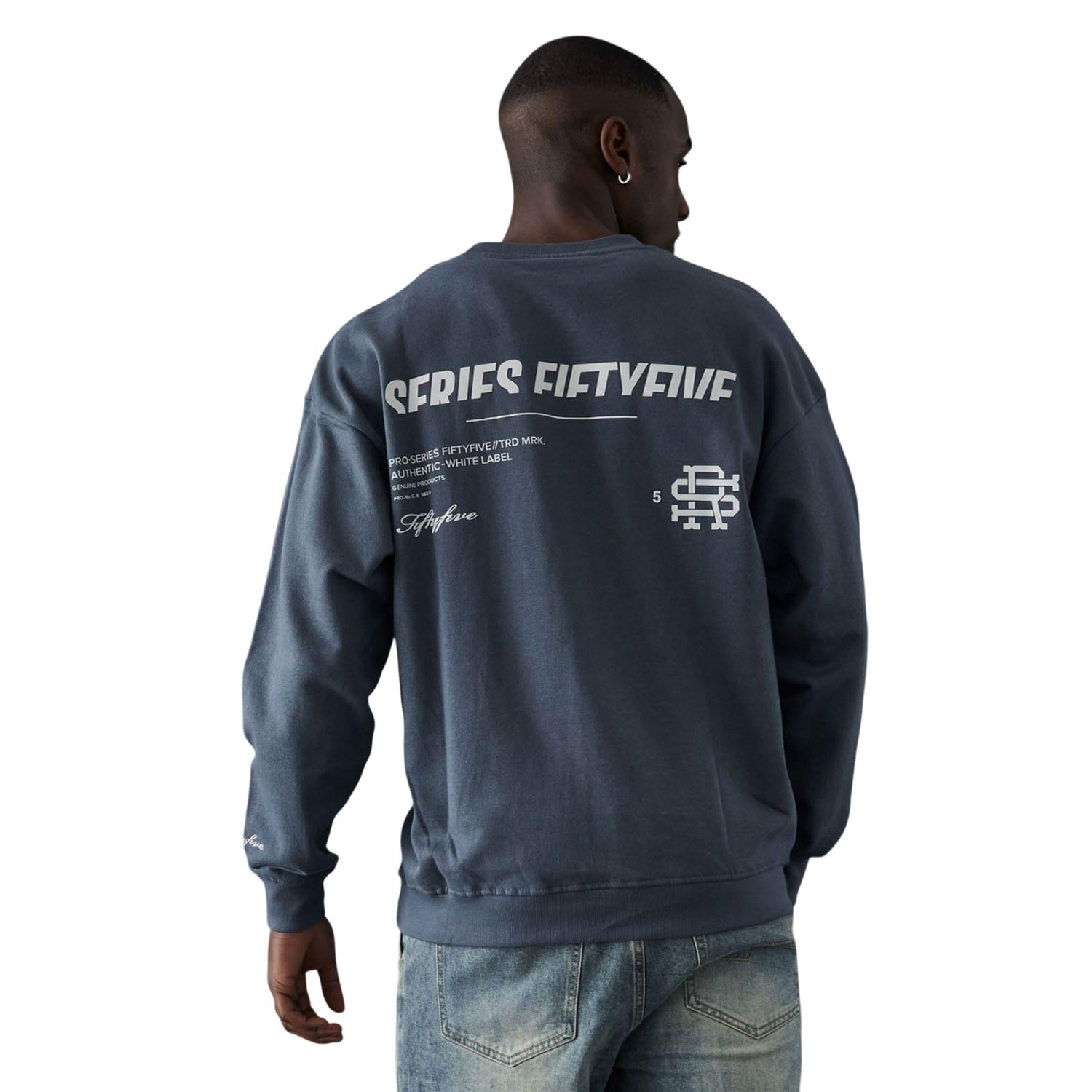 Blue - Back - Fiftyfive Mens Logo Sweatshirt
