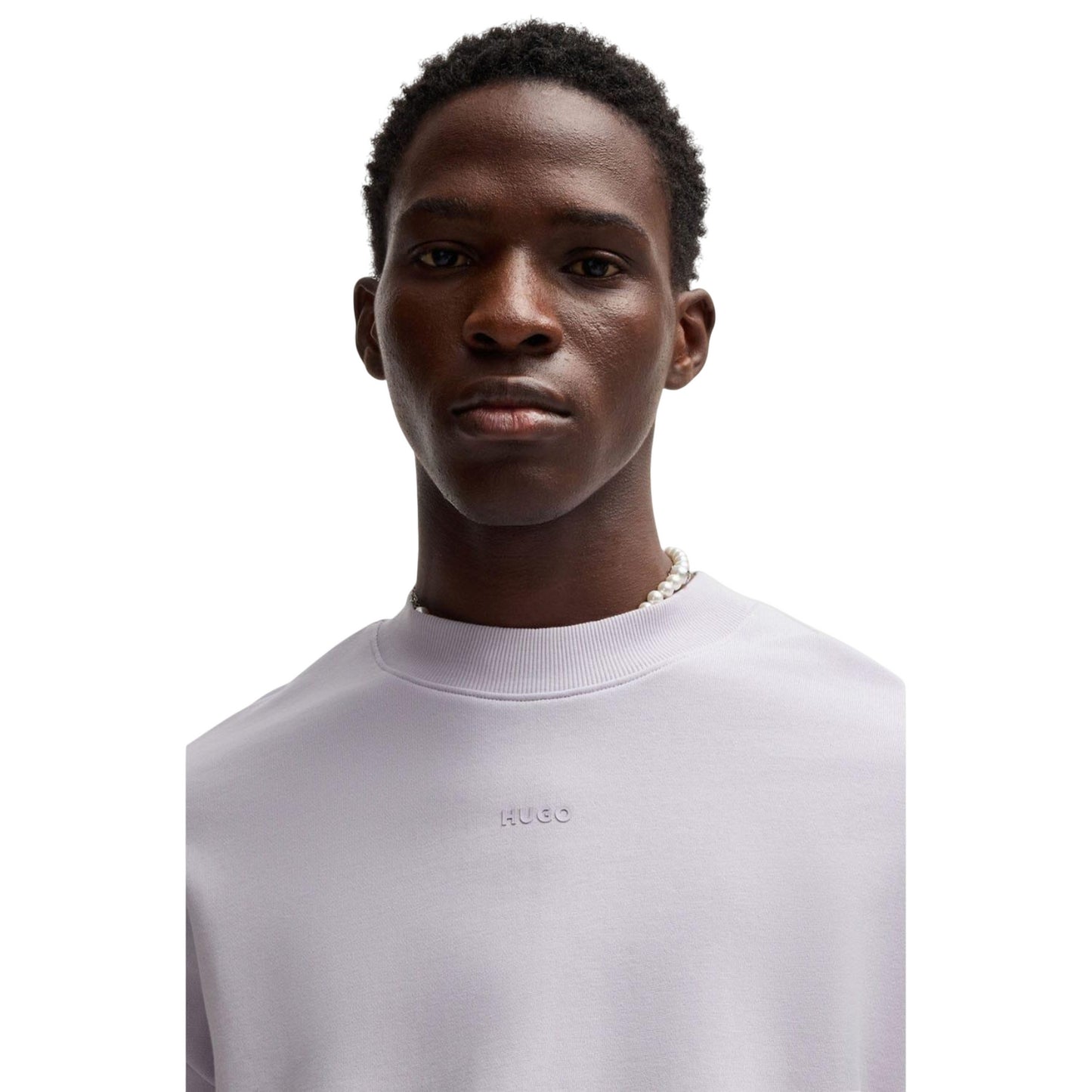 Purple - Side - Hugo Mens Dapocrew Crew Neck Sweatshirt