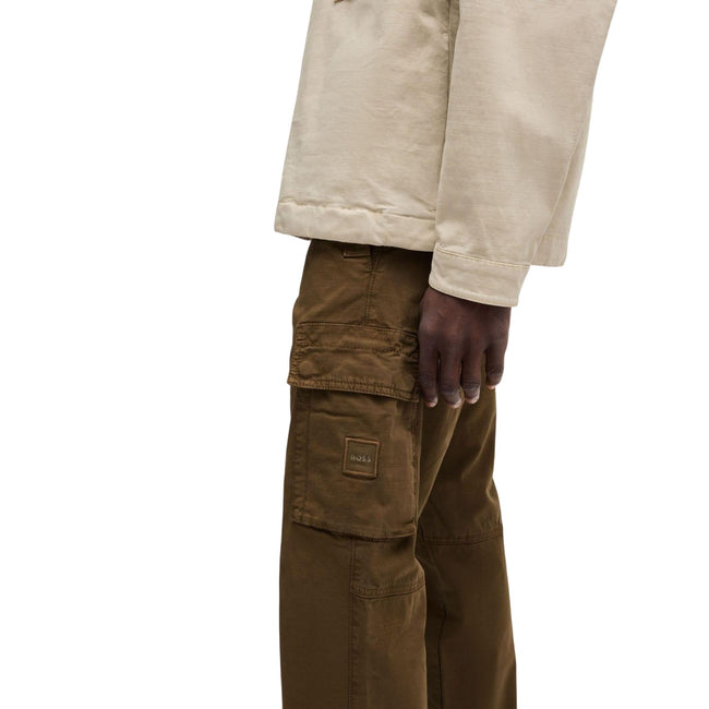 Green - Side - Boss Mens Sisla-8 Cargo Trousers