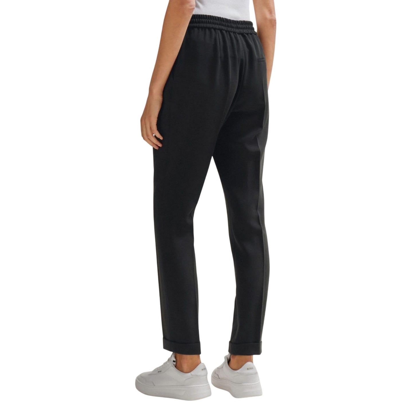 Black - Back - Boss Womens-Ladies Tariyana9 Drawstring Regular Trousers