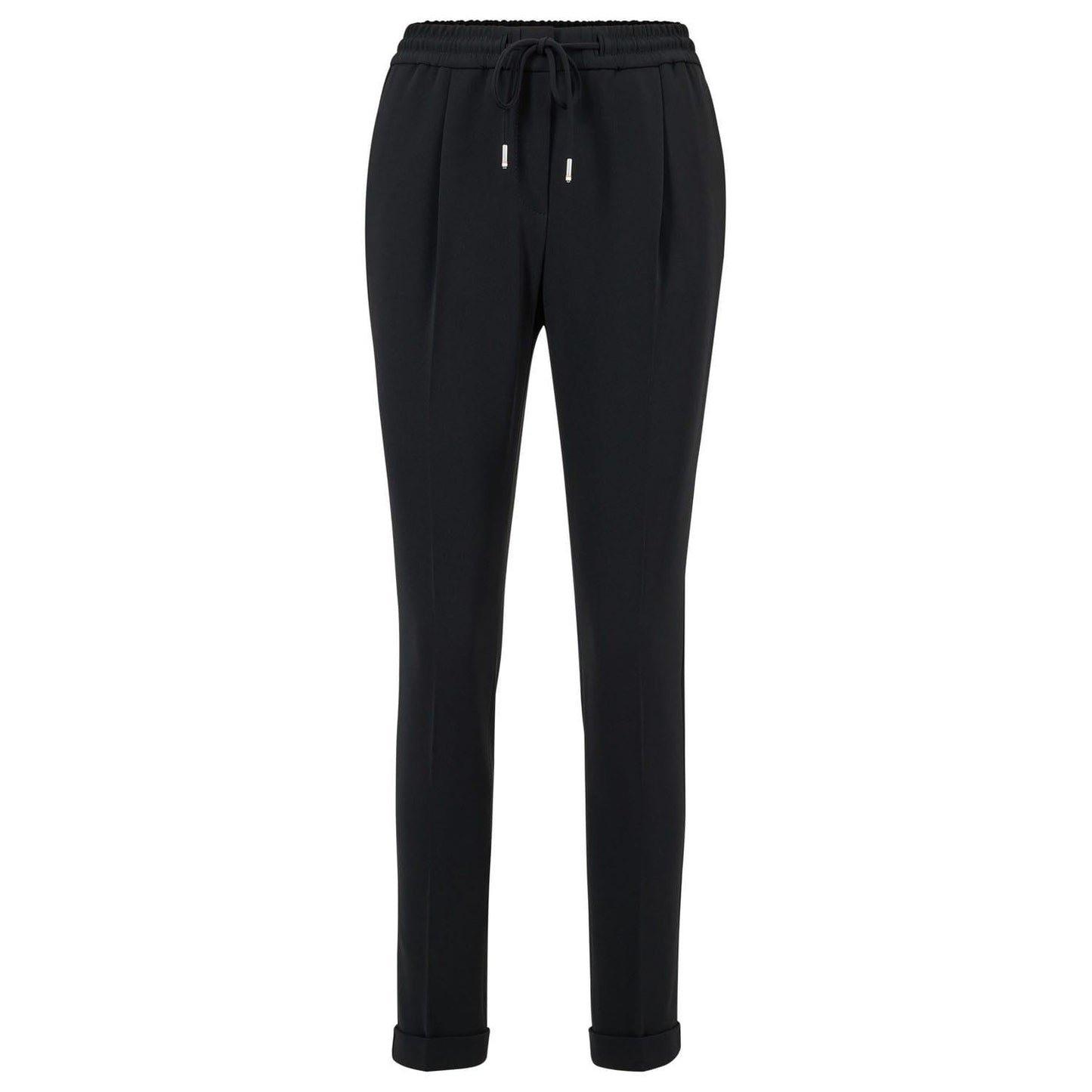 Black - Front - Boss Womens-Ladies Tariyana9 Drawstring Regular Trousers