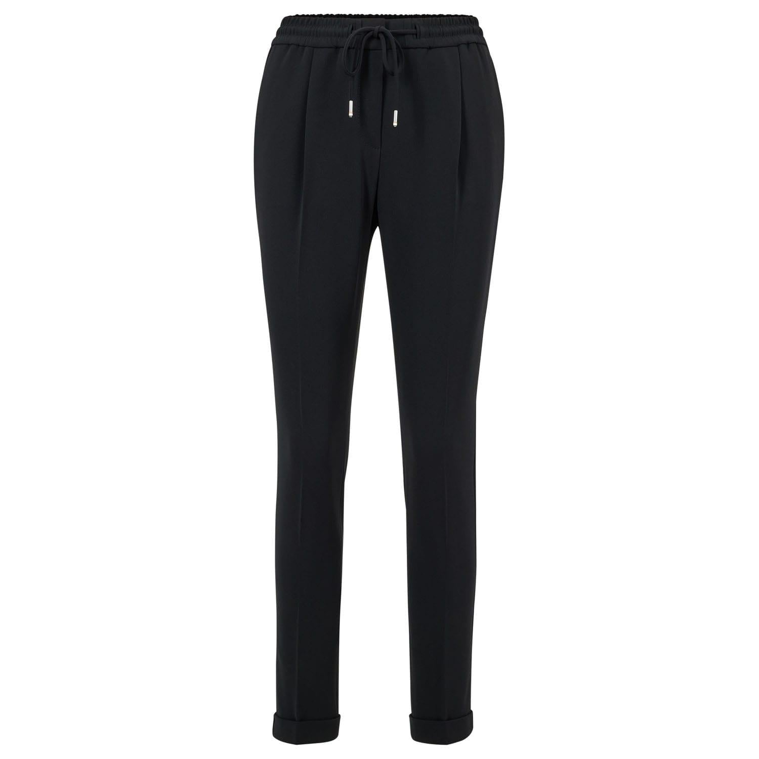 Black - Front - Boss Womens-Ladies Tariyana9 Drawstring Regular Trousers